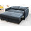 Lit bleu marine confortable avec compartiment de rangement et dossier pratique