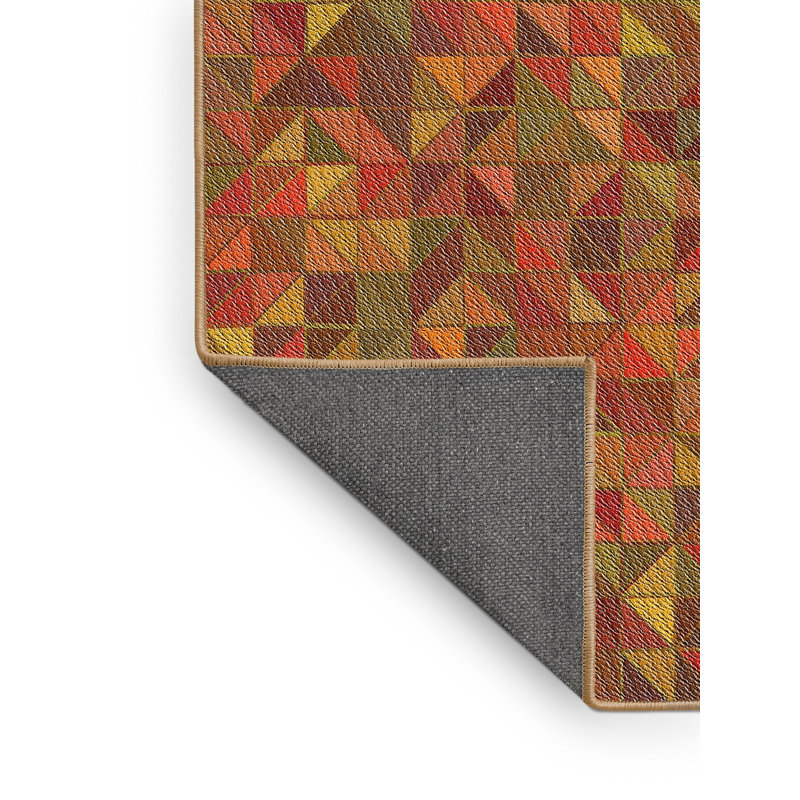 Tapis jaune à motif géométrique Kohlmeier, Rectangle 5 pi x 7 pi