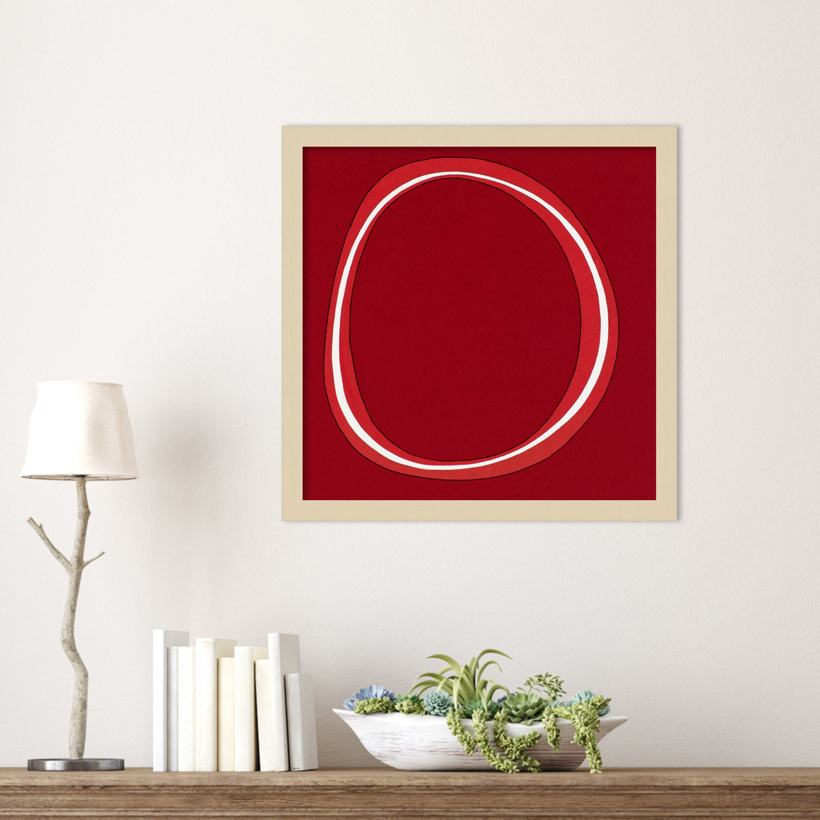 Red Circle Print by Alex Dunn, 17" H x 17" W, Brown