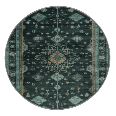 Machine Washable Overdyed Green Area Rug