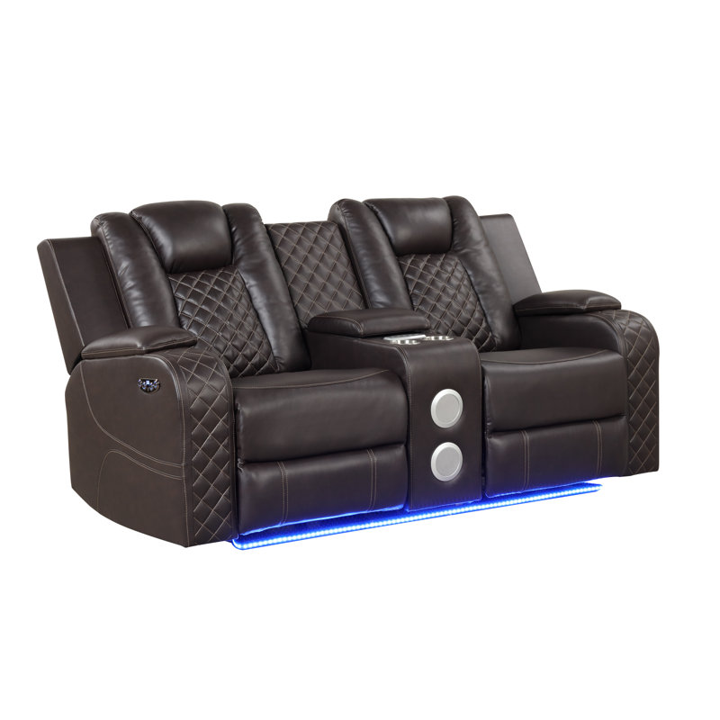 Senol 73'' Reclining Loveseat, Brown Faux Leather