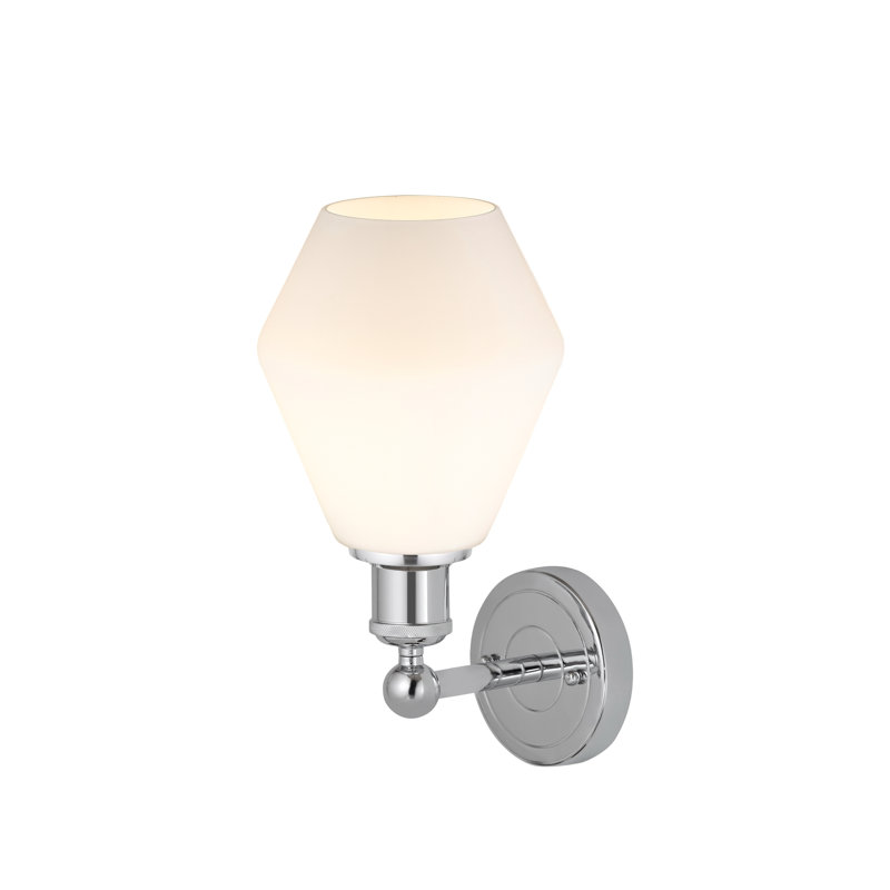 Applique murale à bras en acier 1 lumière Amylea, Boîtier blanc mat, Chrome poli