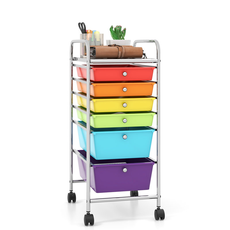 6 Drawer Storage Drawer, Red/Orange/Green/Yellow/Blue/Purple