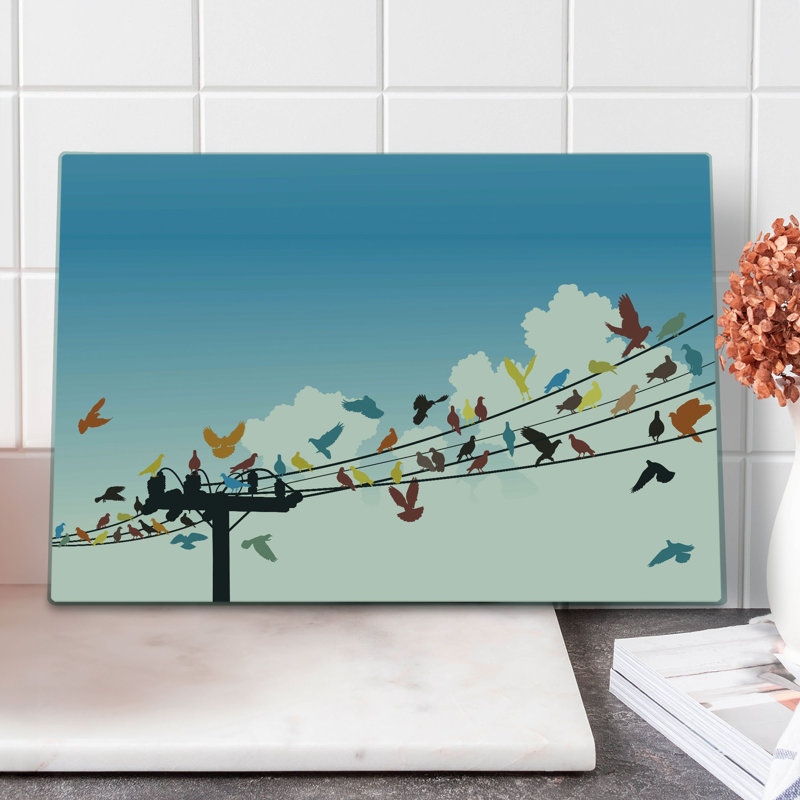 Multicolore Ambesonne, planche à découper, animaux de grande taille, silhouettes d'oiseaux