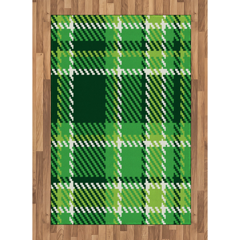 Checkered High Density Long Fiber Poly Threads Decorative Area Rug Carpet, Rectangle 4' x 5'8"