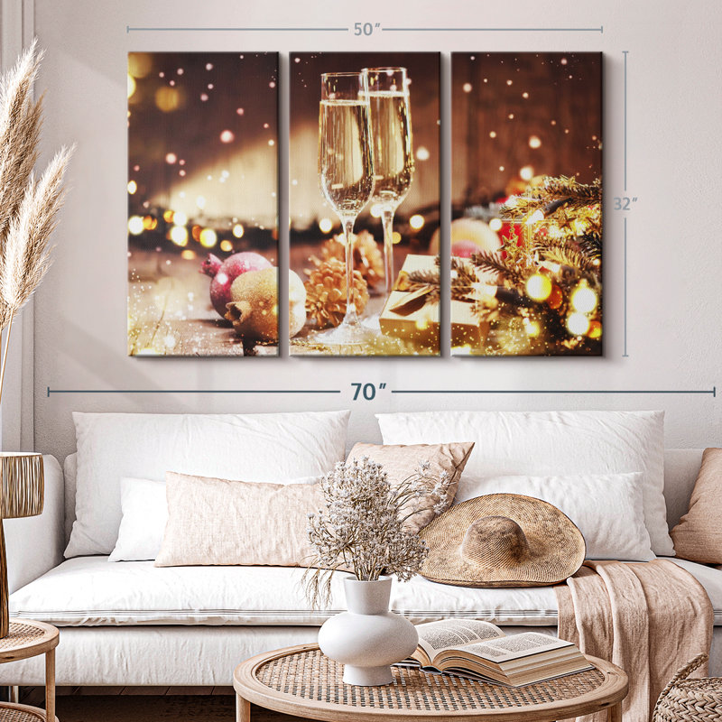 «Champagne For Christmas» sur, H 42 po x l 65 po x P 1,25 po