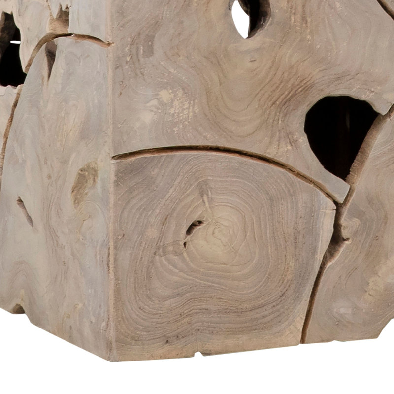 Scarlett Solid Wood Block End Table, Bleached Teak