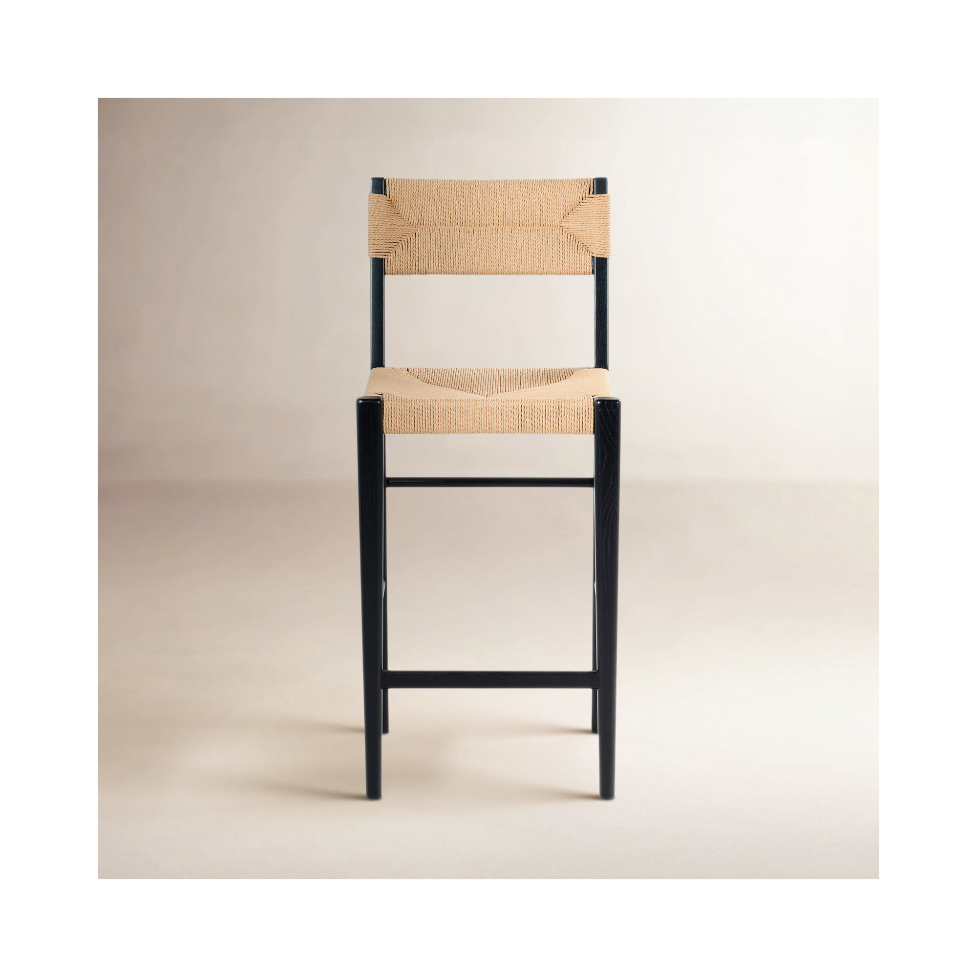 Cody Rattan Counter Stool, Black, Counter Stool (26.2” Seat Height)