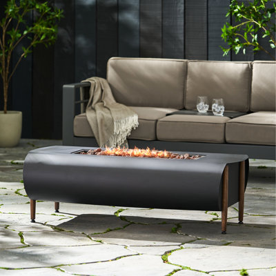 Rehausse de foyer rectangulaire en fer gris foncé 50 000 BTU