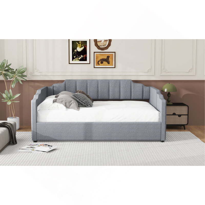Upholstered Daybed With Underneath Storage,Full Size, Full/Double, Gray