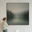Très grande reproduction d'art sur tissu mural - Misty Forest Lake, décoration murale neutre pour salon ou chambre à coucher - «Assemblage requis du cadre (cadre non fini)»-648636220