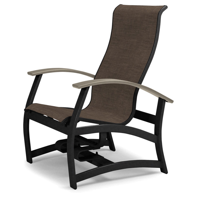 Askar Swivel Powder Coated Aluminum Outdoor Lounge Chair, Mocha Sunbrella®, Textured Black, Desert P60