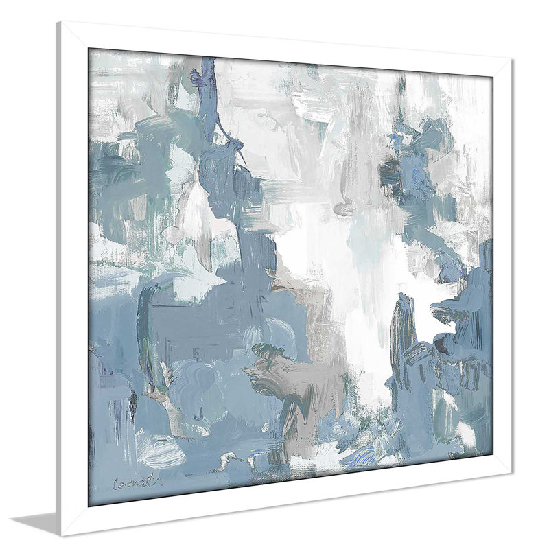«Blue Serenade I» par Lanie Loreth, H 25,5 po x l 25,5 po x P 1 po, Cadre blanc
