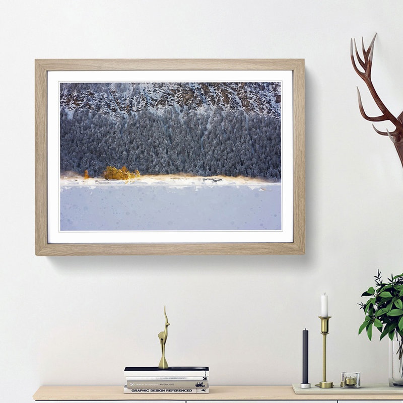 Eibsee Lake in Germany in Abstract - Picture Frame Graphic Art Print, Oak Framed, 36cm H x 48cm W x 2cm D