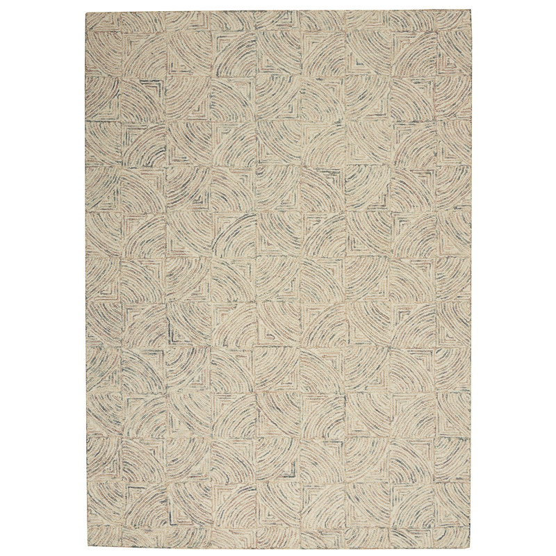 Tapis ivoire fait à la main Jodie, Rectangle 5 pi x 7 pi 6 po