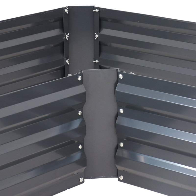 Katherynn L-Shaped Galvanized Steel Raised Garden Bed - 59.5" x 59.5" x 11.75" - Dark Gray, Dark Gray