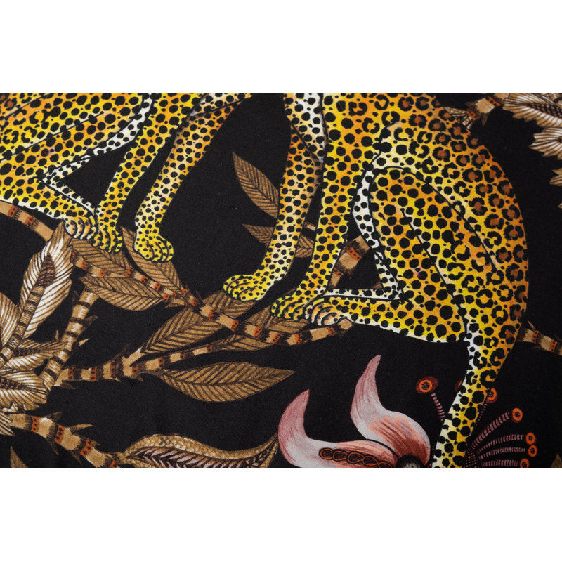 Ardmore 'Lovebird Leopards' Silk Pillow, Night