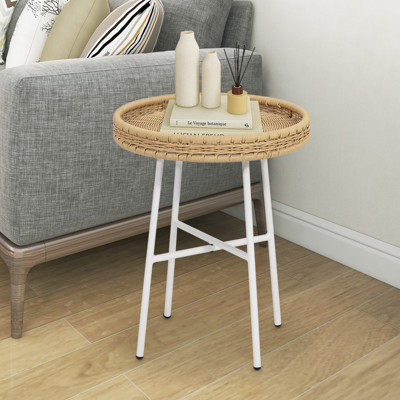 Fieldon Cross Legs End Table, Light Brown, White