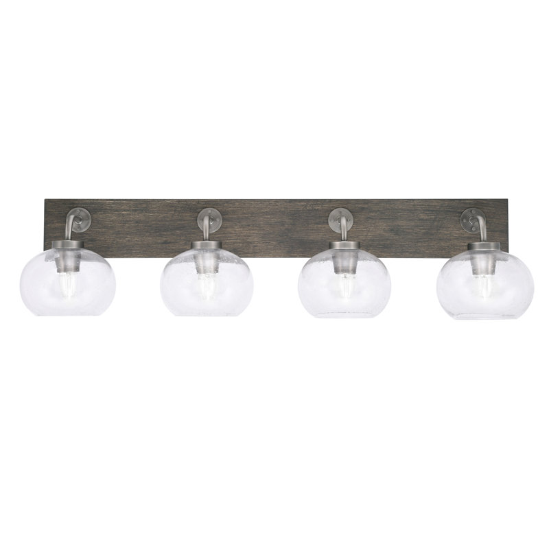 Oxbridge 4 Light Bath Bar Shown With 7" Glass, Transparent, Graphite / gris vieilli