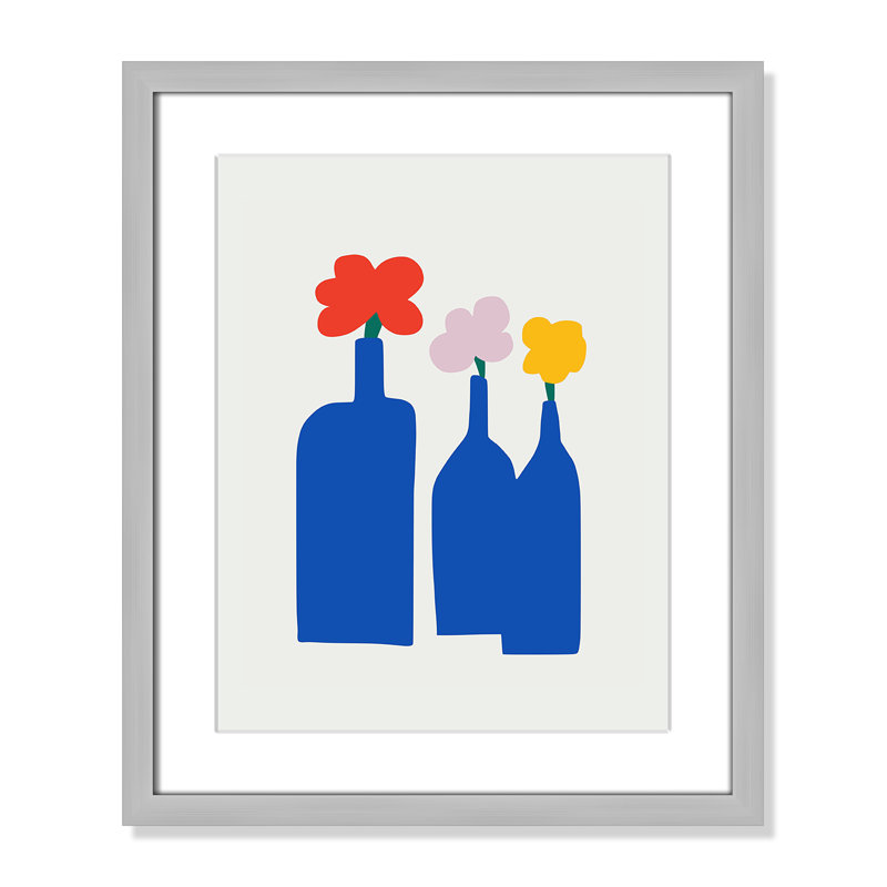 «Bold Blooms Trio Print» par Dean, Argent mat, L 16 po x H 19 po, Matted Print