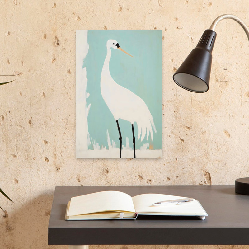 Art mural contemporain abstrait White Crane, H 18 po x l 12 po