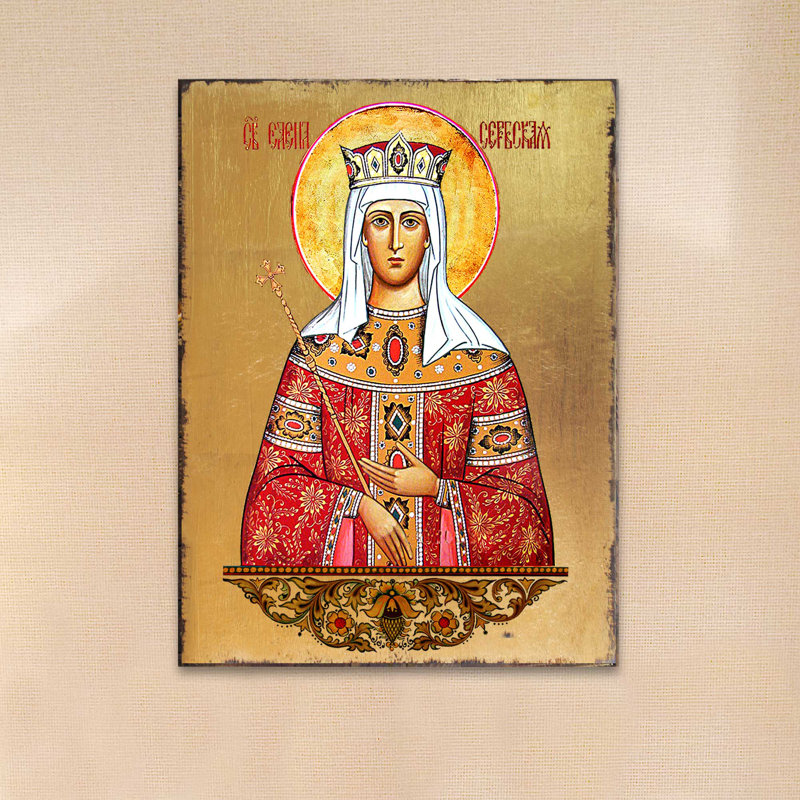 Peinture inspirante de Saint Elena sur bois, H 8 po x l 6 po x P 1,5 po