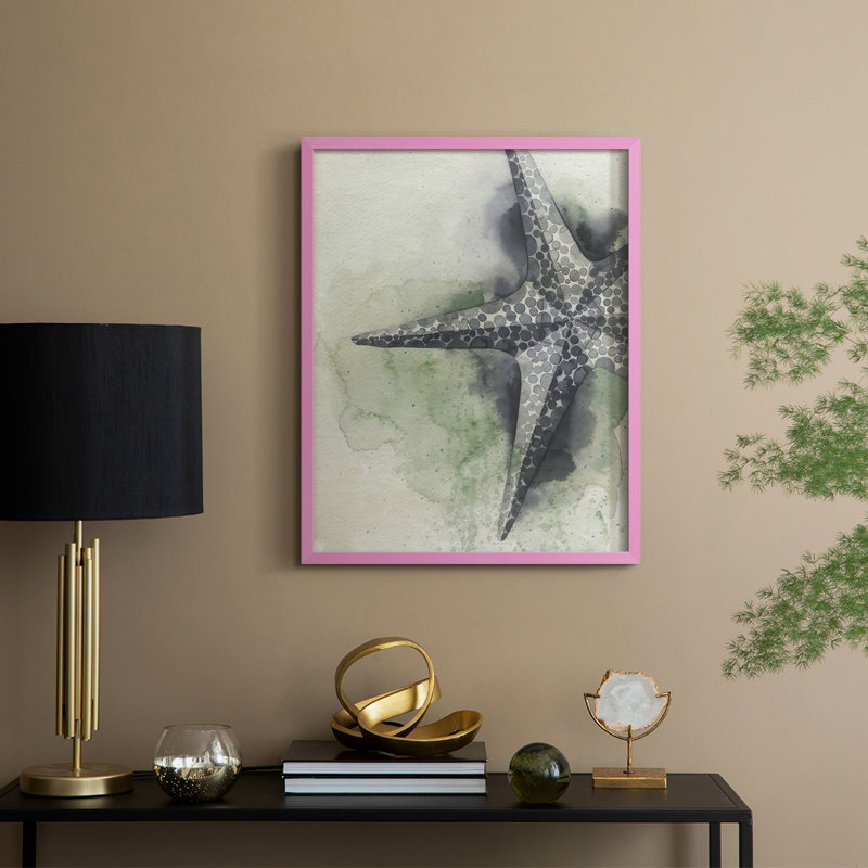 «Found Starfish II», reproduction encadrée - bois massif, H 11 po x l 9 po, Rose