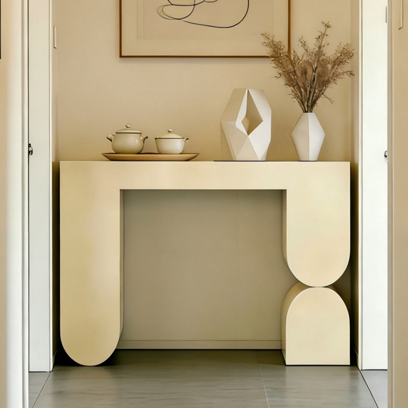 Console de style italien moderne et minimaliste, 33.5" H x 43.3" W x 15.7" D, Beige, Beige, Beige