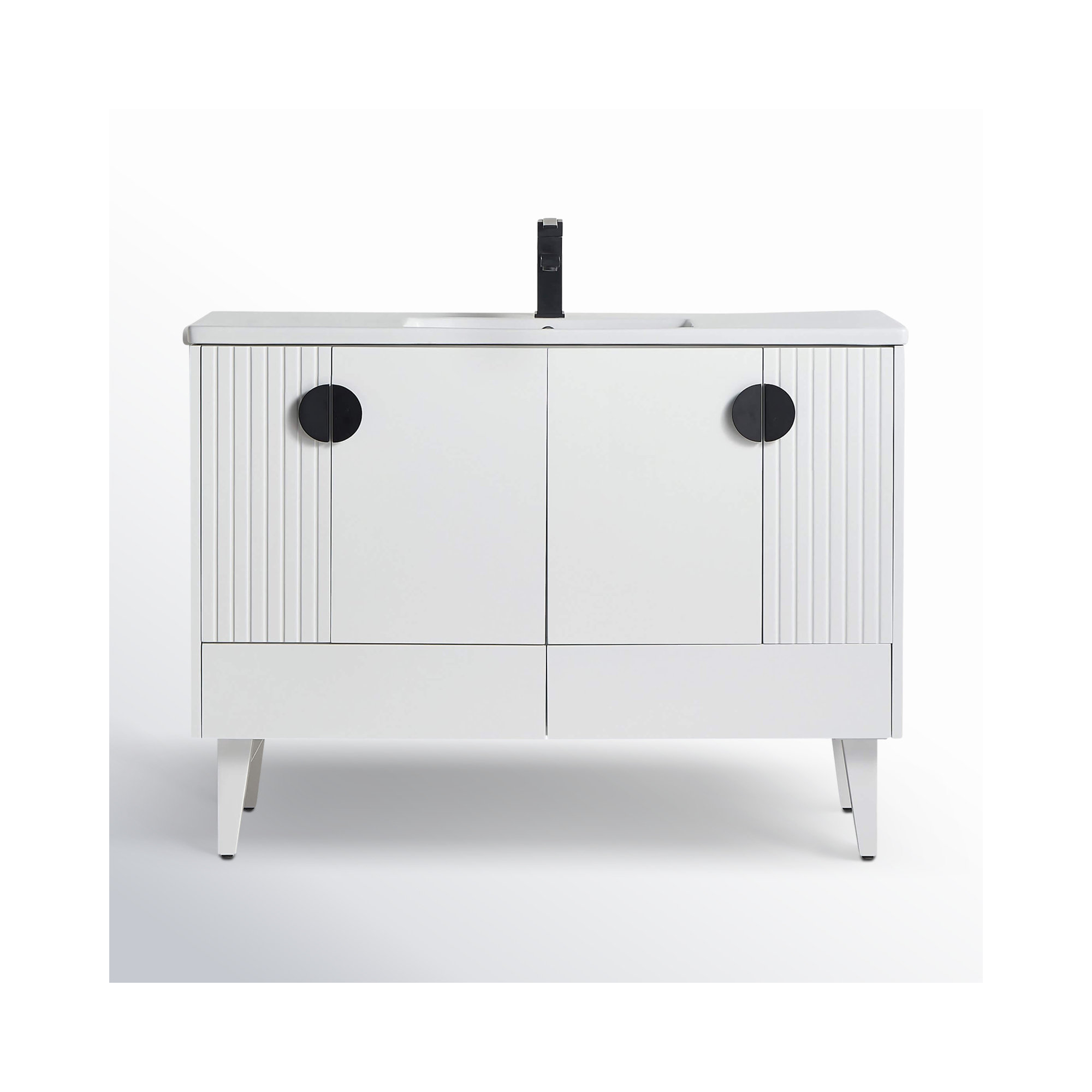 Saimah 48'' Single Bathroom Vanity, White Matte, Black