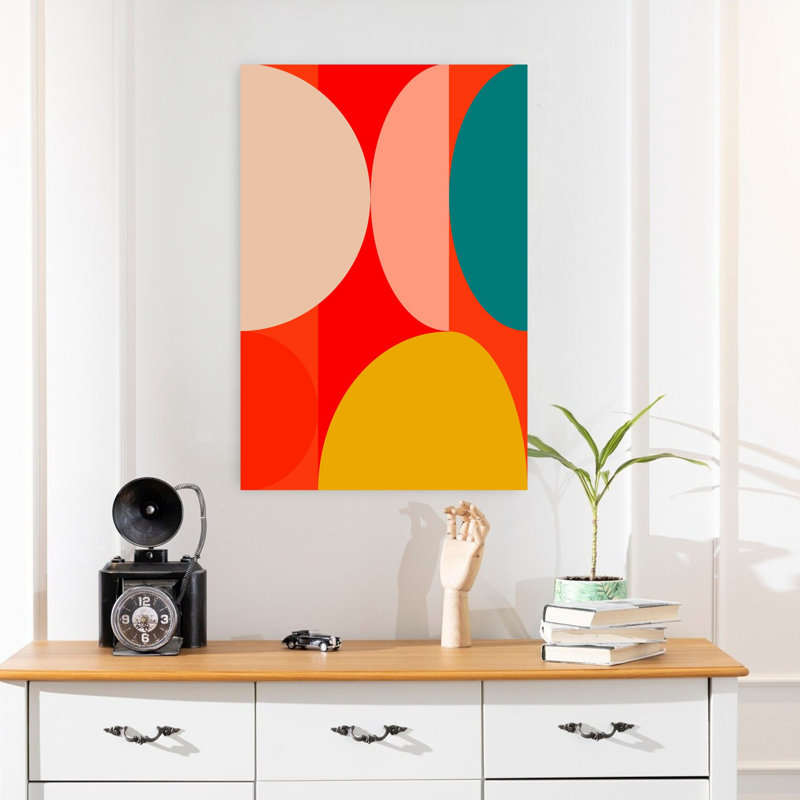 Art contemporain abstrait géométrique coloré, H 24 po x l 16 po