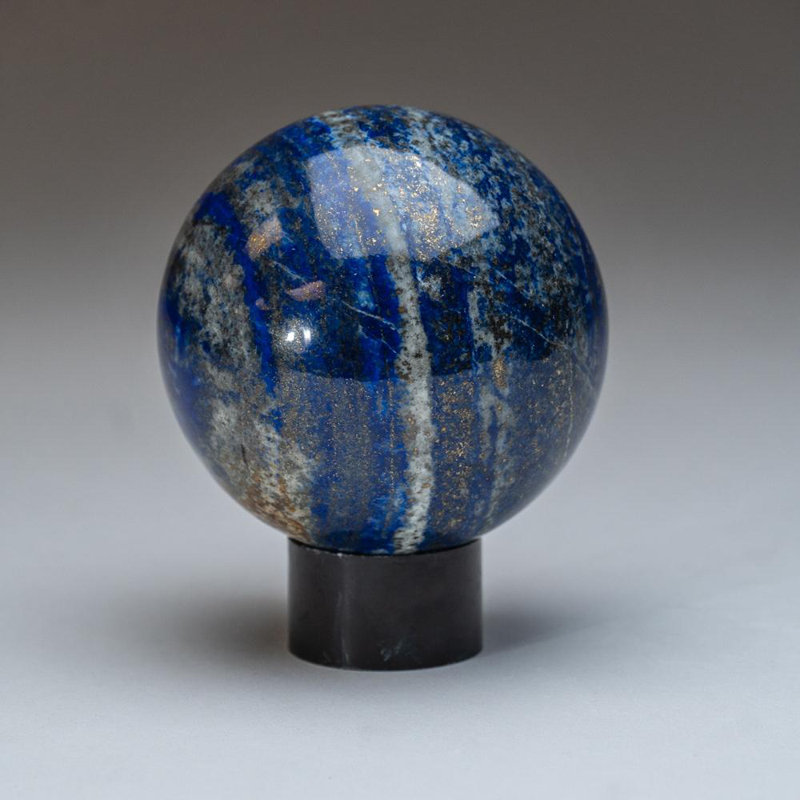 Polished Polychrome Sphere from Madagascar, 2.75" H x 2.75" W x 2.75" D, Gray/Black