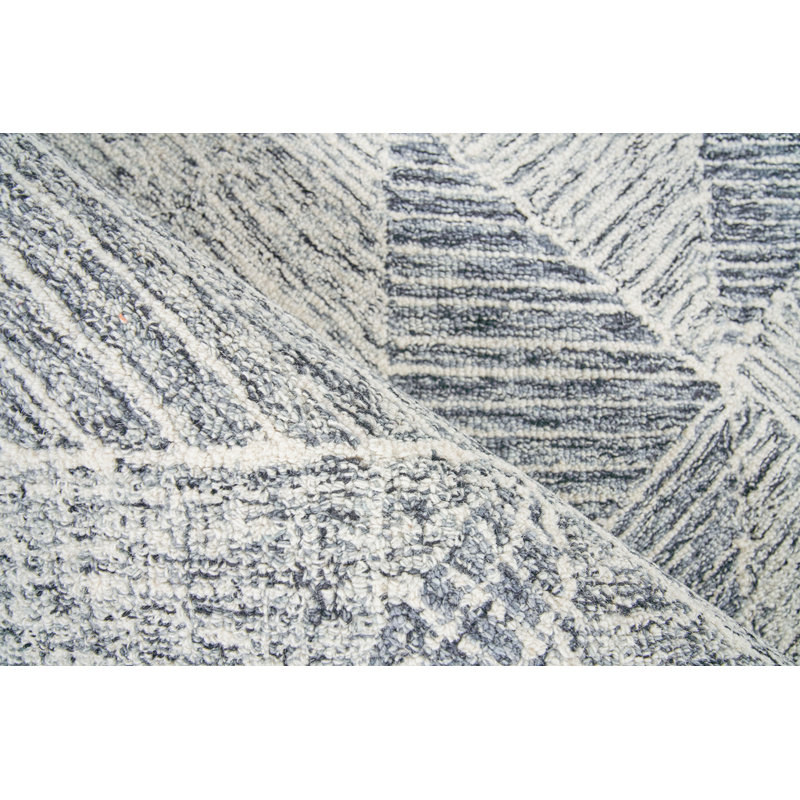 Caprice Wool Geometric Area Rug, Black/Ivory, Rectangle 8' x 10'
