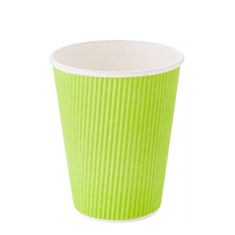 12 oz Eco Green Paper Coffee Cup - Ripple Wall - 500 count box