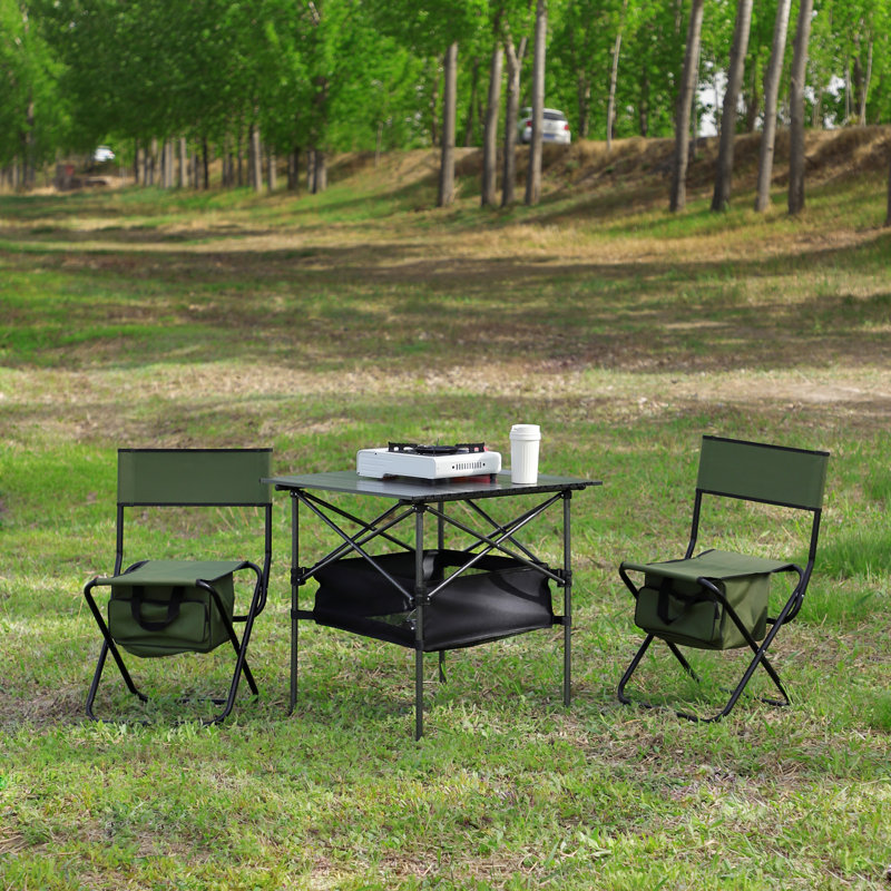 Ensemble de 3 ensembles repas de patio, Vert / noir