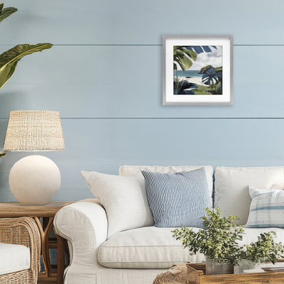 «Tropical Island Vibes», reproduction sous verre encadrée, design par Elara Yasna
