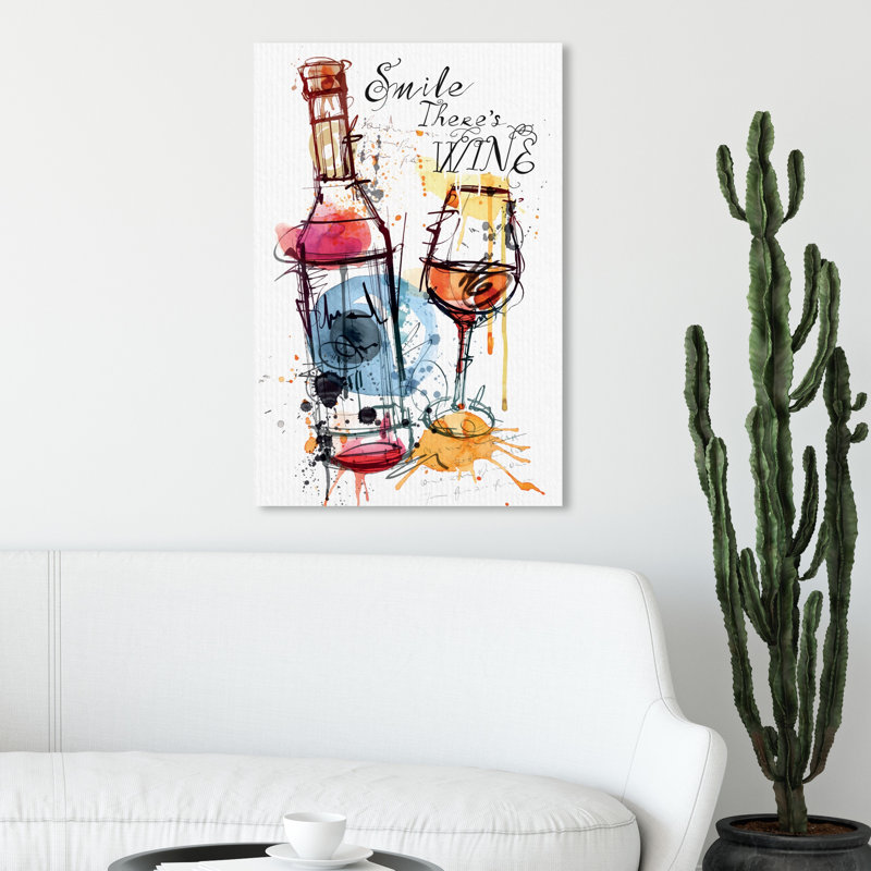 « sourire wine », peinture sur toile, H 30 po x l 20 po x P 1,5 po
