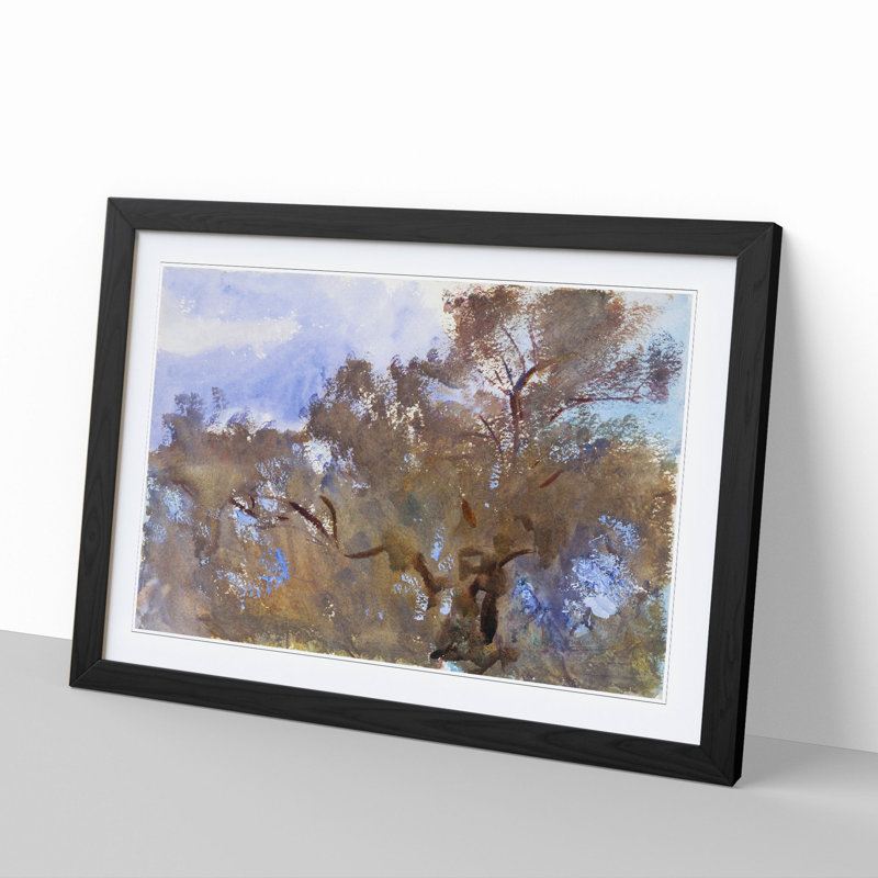 Treetops Against the Sky by John Singer Sargent - Picture Frame Painting, 48cm H x 65cm W x 2cm D, Black