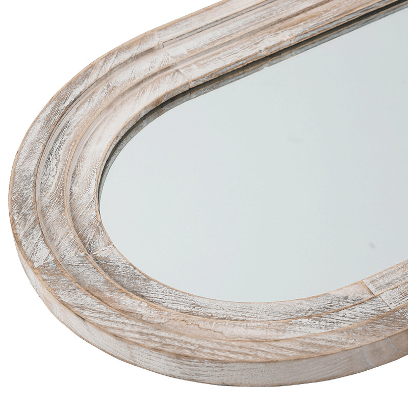 Trenika Arch Full Length Mirror Wall Mirror with Wood Multi-step Frame, 64" x 21", Weathered White