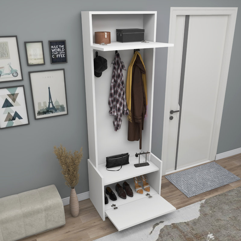 Randon Hall Tree 60cm Wide with Shoe Storage, White