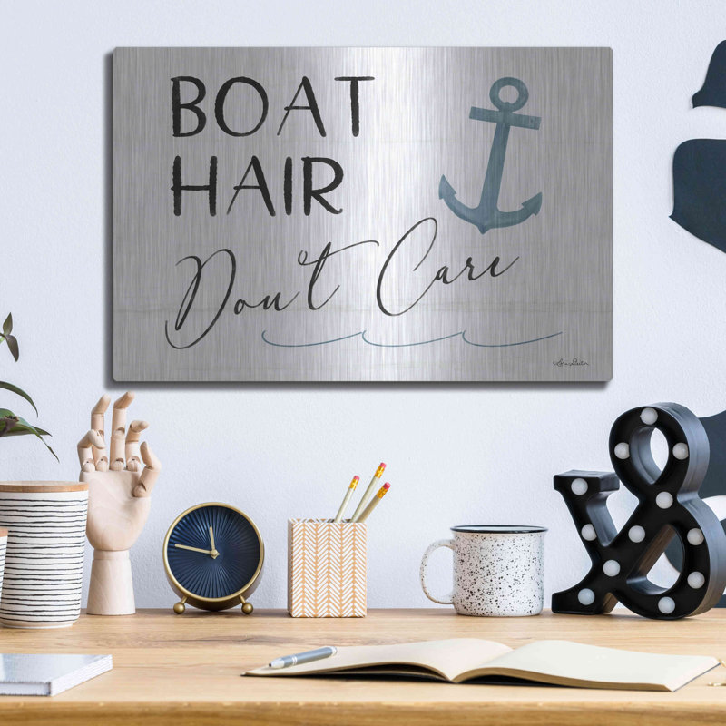 «Boat Hair, Don't Care» par Lori Deiter, art mural en métal, H 12 po x l 16 po