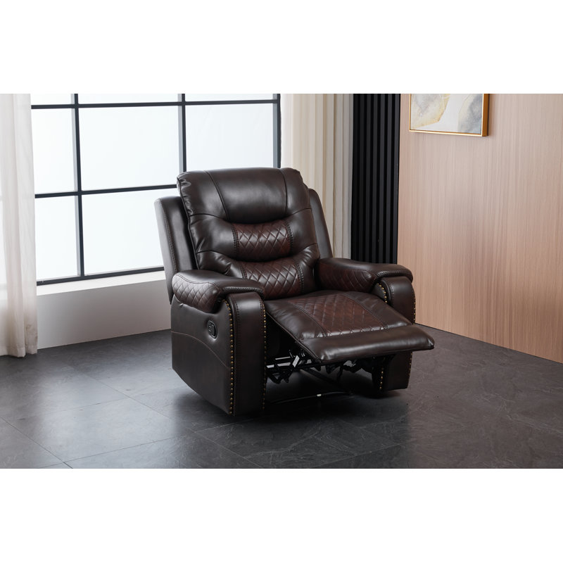 Power Leather Motion Recliner Chair Set – Navyblue Leather Reclining Living Room Furniture, Modern Power Recliner Sets For Living Room/RV/Apartment