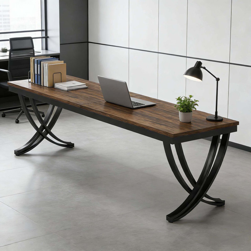 Double poste de travail d'ordinateur partagé, table de travail spacieuse pour deux personnes