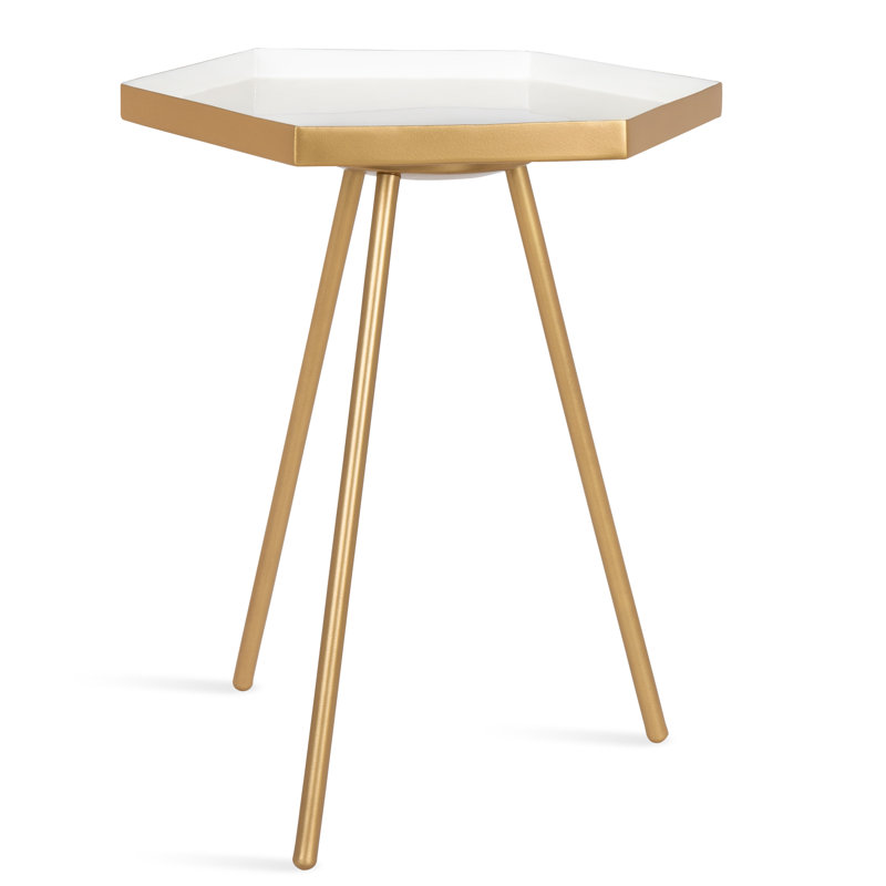 Table de bout Alfie, Or, Blanc