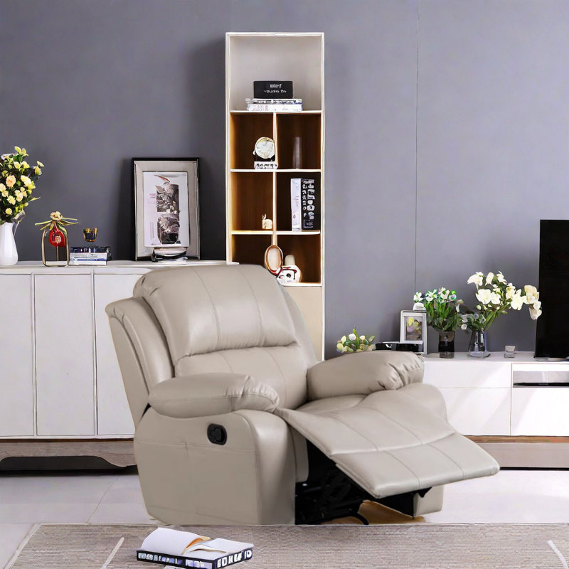 Fauteuil inclinable ergonomique avec fauteuil inclinable pivotant en similicuir, Crème