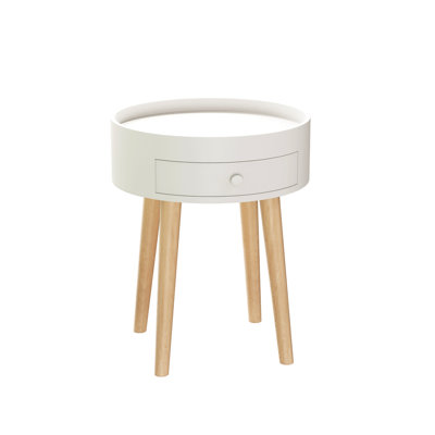18"H Nightstand with Storage Drawer & Legs Bedside Table, Sofa Side Coffee Table for Bedroom, Living Room