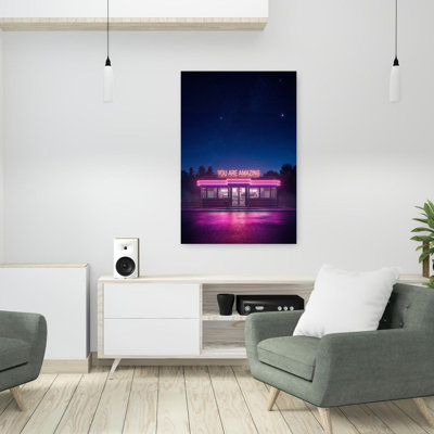 «Amazing Retro Diner Night Classic Dreamy Retro Landscape Nature», art mural