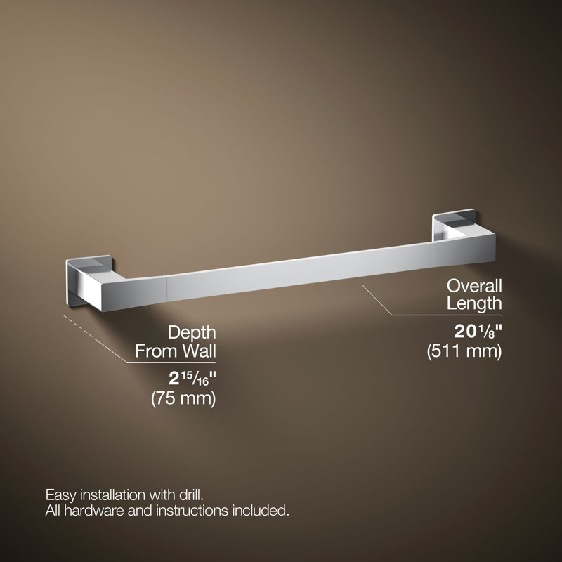 Honesty Towel Bar, Polished Chrome, 18"W