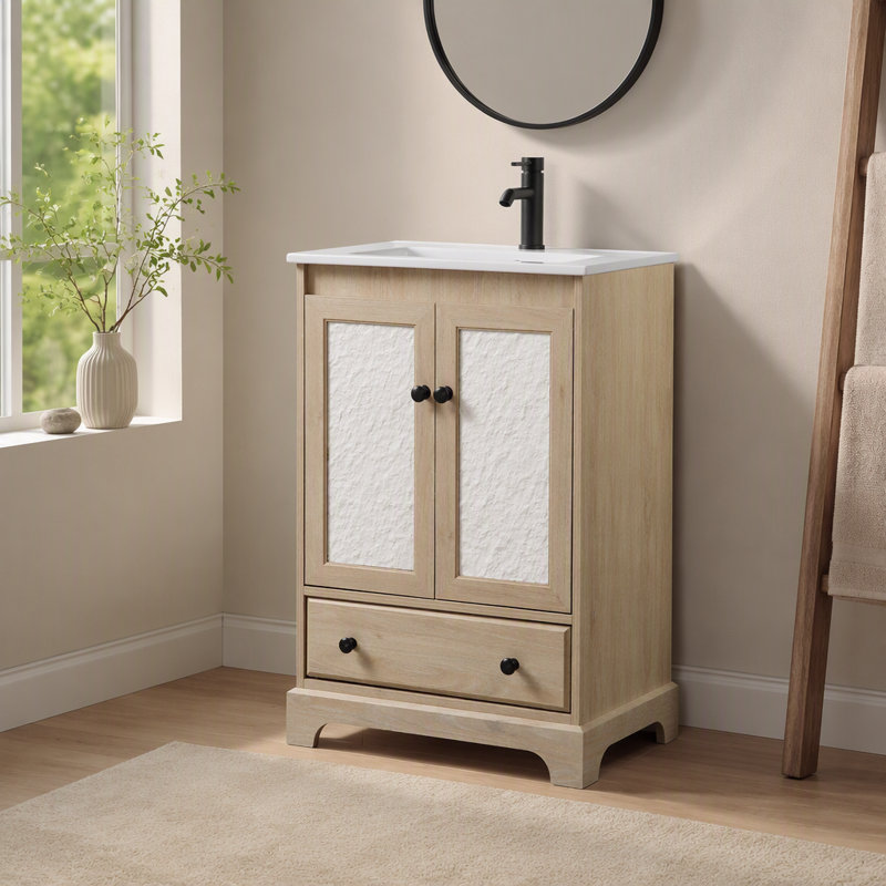 Bathroom Vanity Sink Base Wooden Material Ready-to-Assemble Bathroom Cabinet 24" Width without sink