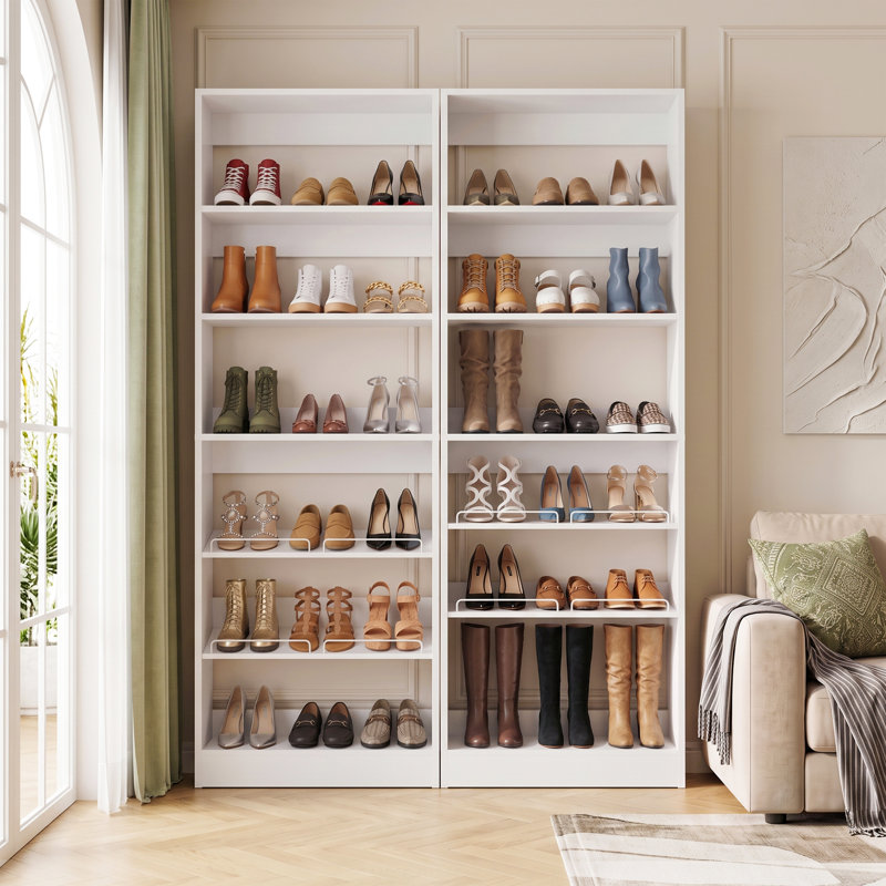 Range-chaussures avec tablettes réglables, Blanc