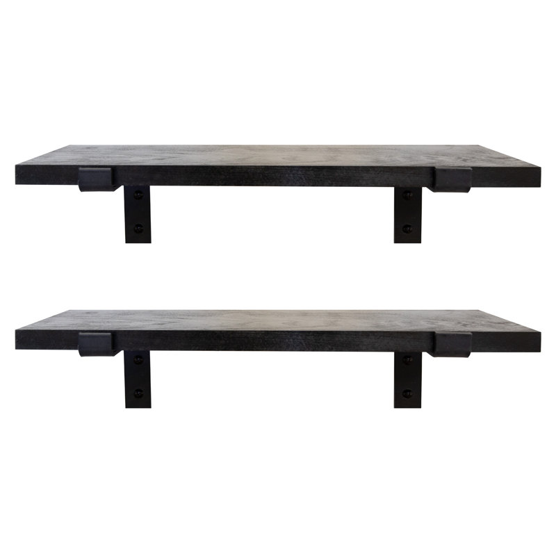 Emerald Lee 2 Piece Poplar Solid Wood Bracket Shelf, 1" H x 12" W x 6" D